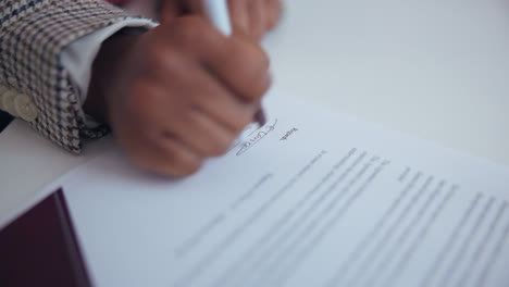 signing a document