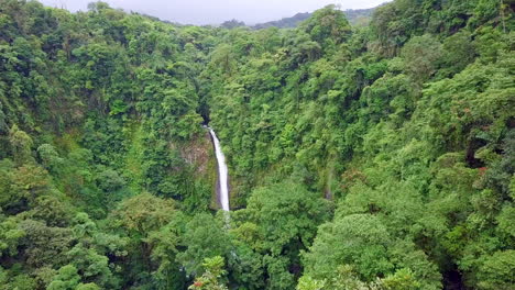 Volando-A-Través-De-La-Selva-Tropical-De-Costa-Rica-Con-La-Cascada-De-La-Fortuna-En-El-Fondo