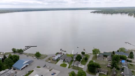 lake missaukee in lake city, michigan with drone video moving up