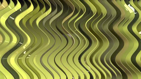 a row of colorful stripes with wave motion and reflections. 3d background.