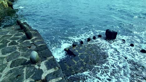 beautiful pier in quiet peaceful nature, blue water sea,tenerife, spain