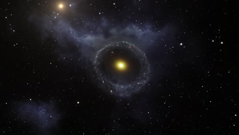 una galaxia en forma de círculo en el espacio exterior salpicada de estrellas