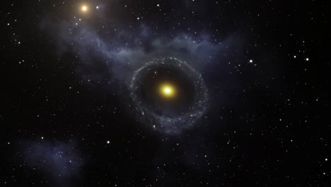 a galaxy in the shape of a circle in outer space studded with stars