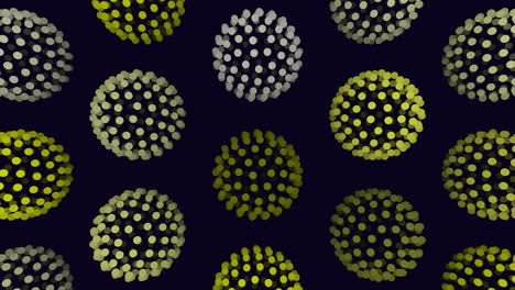 an abstract design featuring blue and white circles on a black background. the circles are uniformly sized, overlapping in a circular formation with white centers and blue outlines