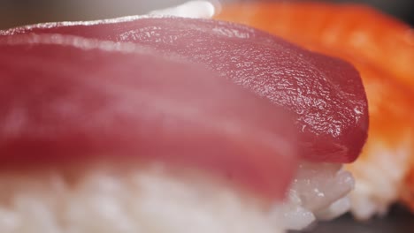 close-up of tuna nigiri sushi