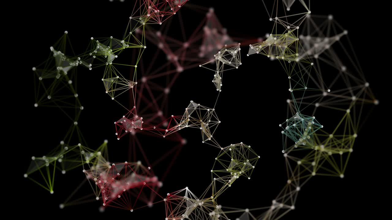 animación futurista del plexo con triángulos brillantes en cámara lenta, 4096x2304 bucle 4k