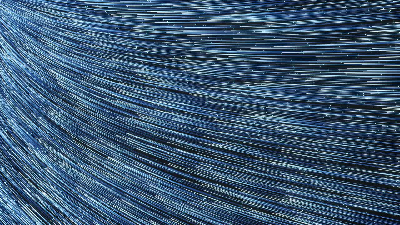líneas azules que fluyen, líneas luminosas, renderización en 3d.