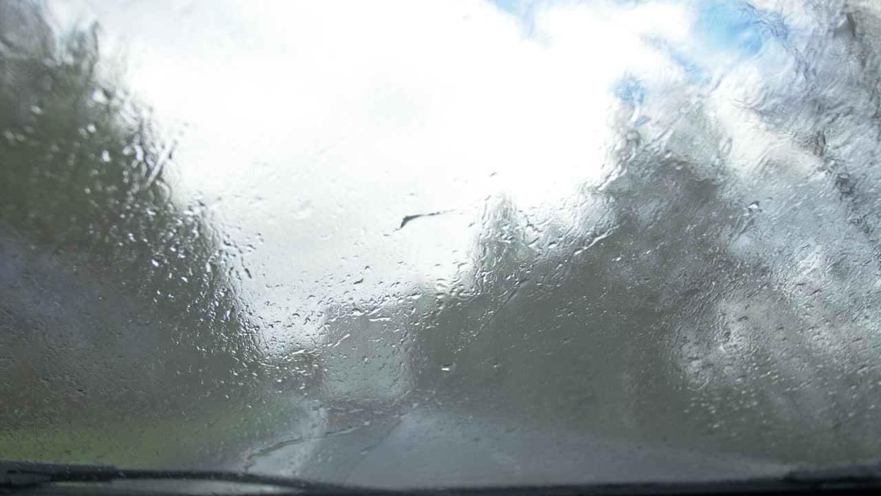 Rain on a car window while driving in scotland
