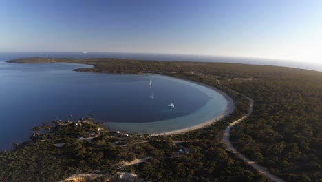 Aerial-drone-view-at-sunset-of-Lincoln-National-Park,-South,-Australia