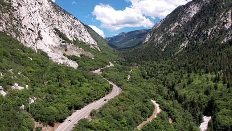 aerial view of roads and thick forest in the middle of mount olympus valley