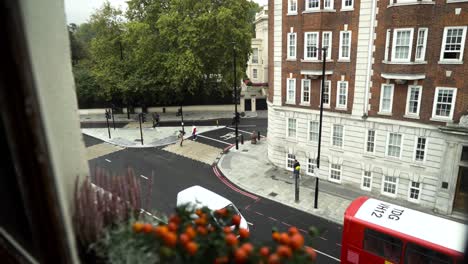 london street view from a window