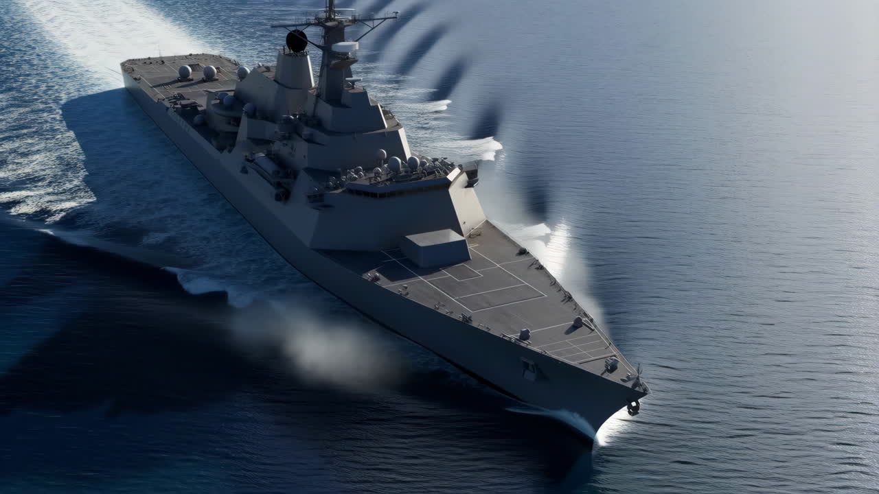 Modern Naval Warship at Sea