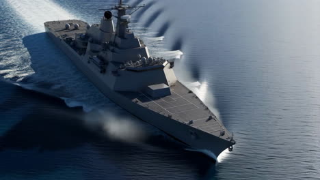 modern naval warship at sea