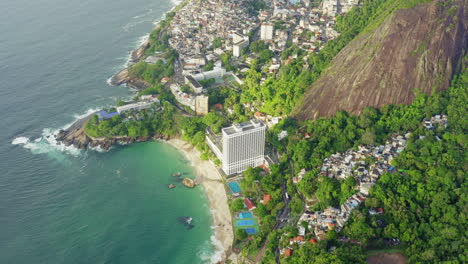 aerial view of ipanema beach and favelas , brazil