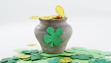 leprechauns pot of gold with shamrocks for st patricks