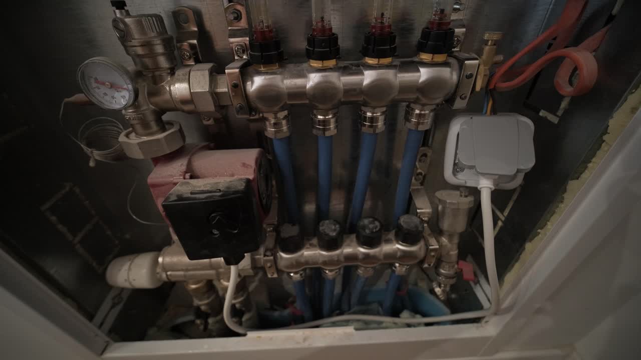 Modern Underfloor Heating System Manifold with Pressure Gauge