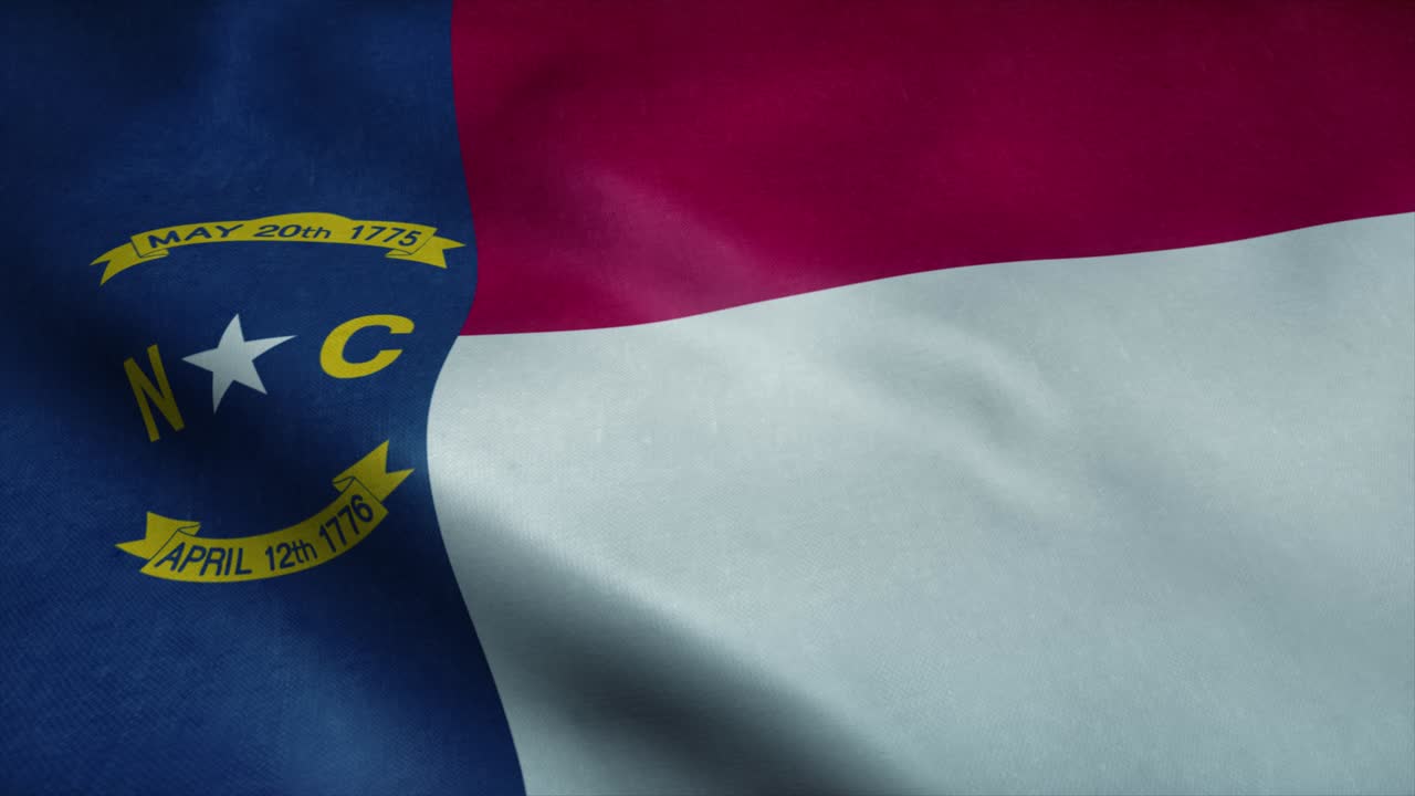 바람에 흔들리는 노스 캐롤라이나 주 발, 매우 상세한 직물 질감으로 완벽한 루프