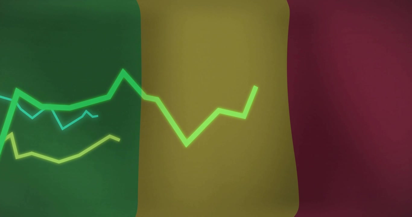 Neon lime green zigzag line, yellow green segments being displayed on color panels flat design