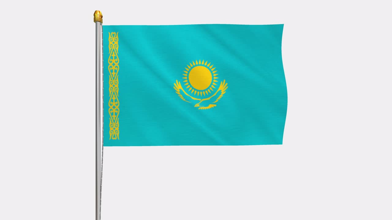 Loop video of Kazakhstan flag  fluttering in the wind, slow motion video of 4k , With Alpha channel