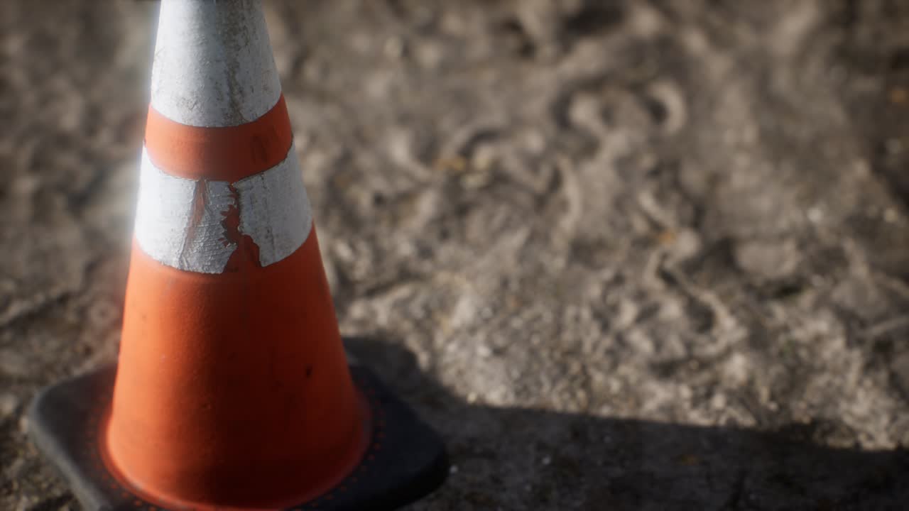 오렌지색과  ⁇ 색 줄무 ⁇  교통 콘