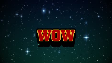 Animation-of-wow-text-and-spots-on-black-background