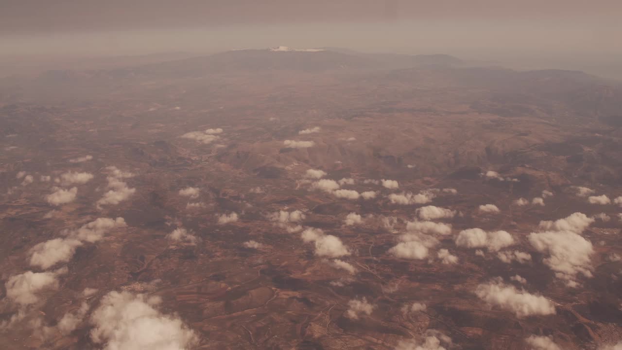 View from an airplane of the beautiful mountains of Andalusia