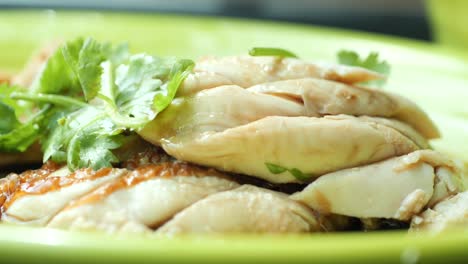 singapore chicken meat and rice on a plate ,