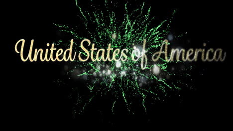 united states of america text and fireworks 4k