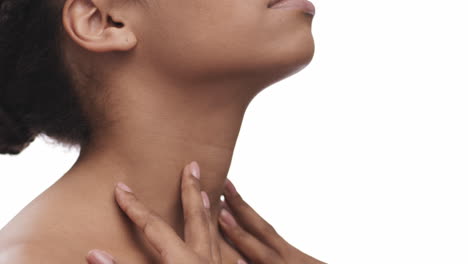 Woman massaging her neck