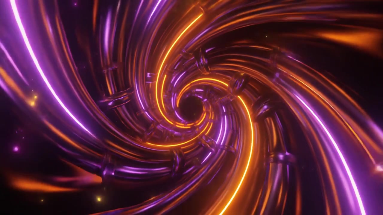 Animazione 3D Astratta di Tunnel a Spirale Neon Luminoso