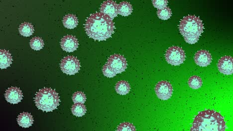 virus cells floating in green slime or liquid