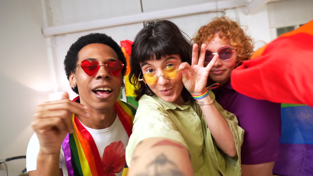 A group of LGBTQ friends taking a selfie