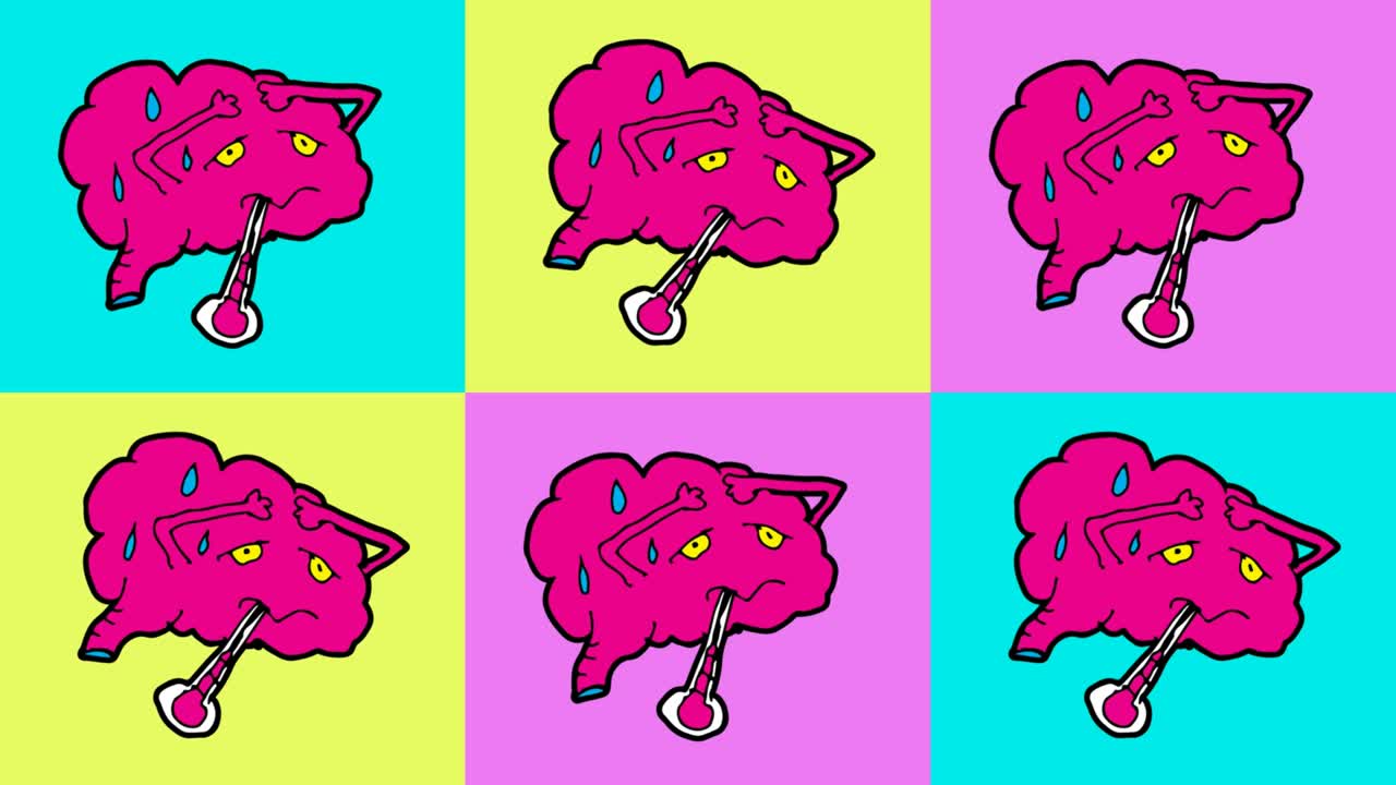 niños dibujando arte pop fondo sin costuras con el tema del cerebro caliente