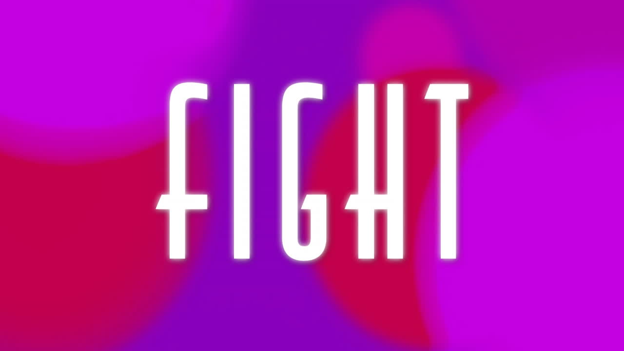 animación del texto de la lucha sobre un fondo colorido