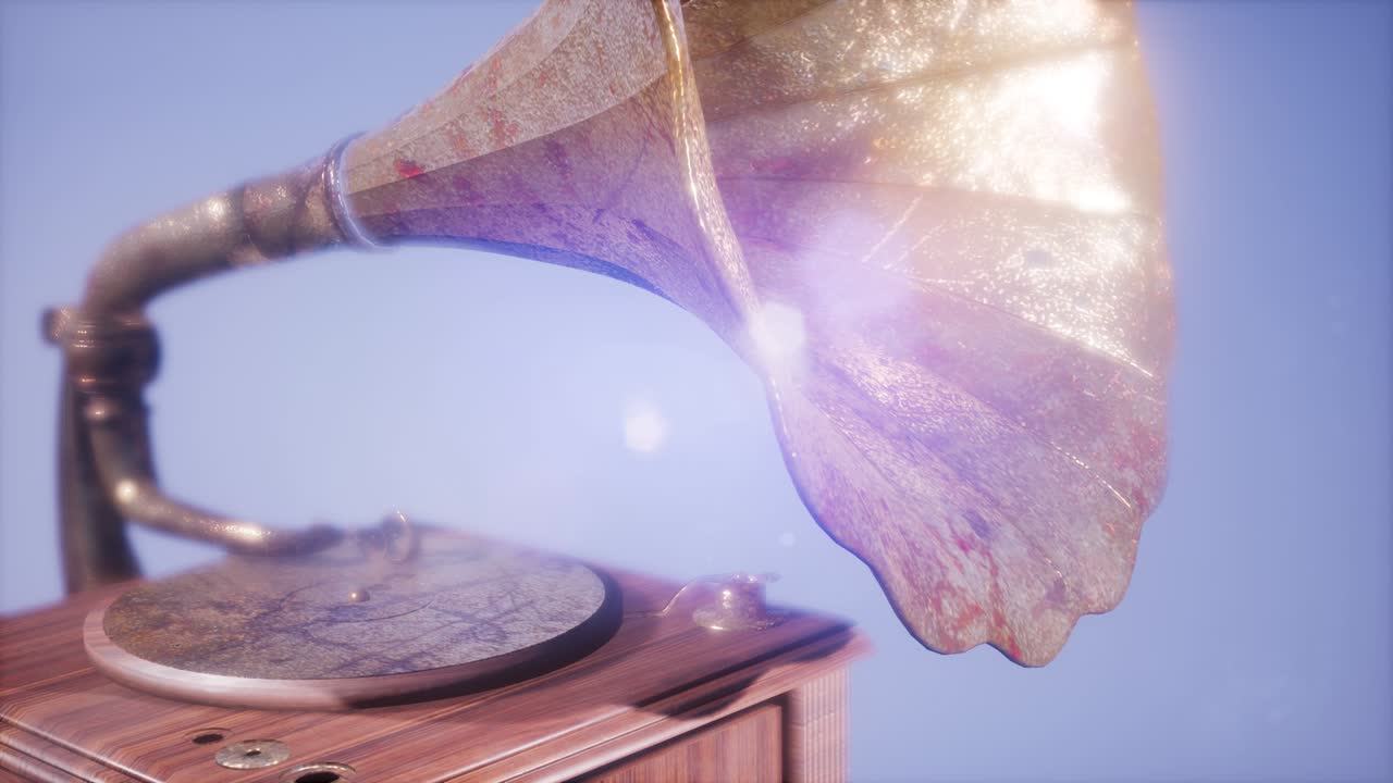 4k 슈퍼 슬로우 모션 빈티지 그래모폰 회전