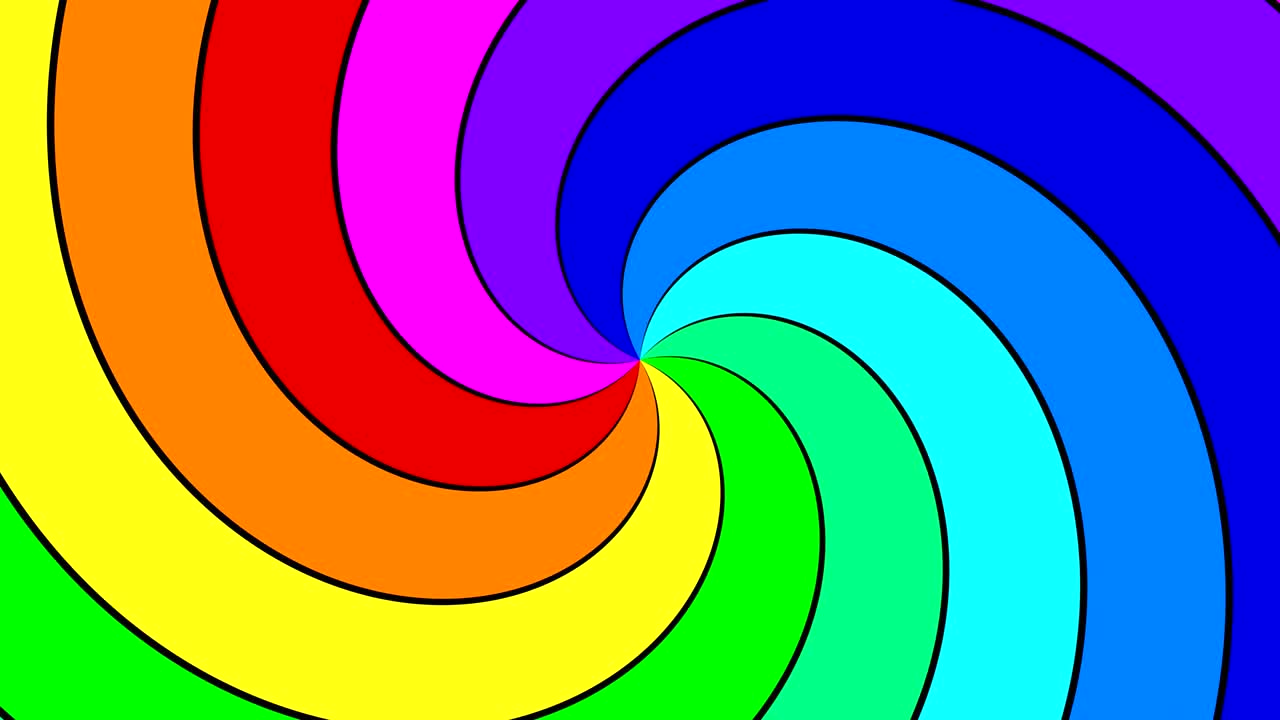 remolino espectral del arco iris que gira rápidamente en el sentido de las agujas del reloj, bucle sin costuras