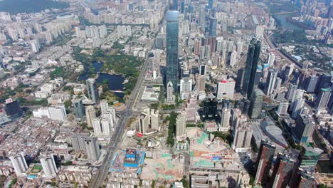 vista aérea sobre el horizonte de shenzhen en un hermoso día claro