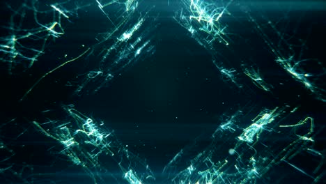 volando en un túnel abstracto de las líneas y puntos que forman un dibujo de circuitos