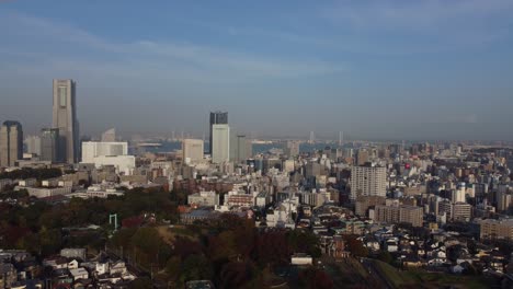 横浜のスカイラインの空中景色