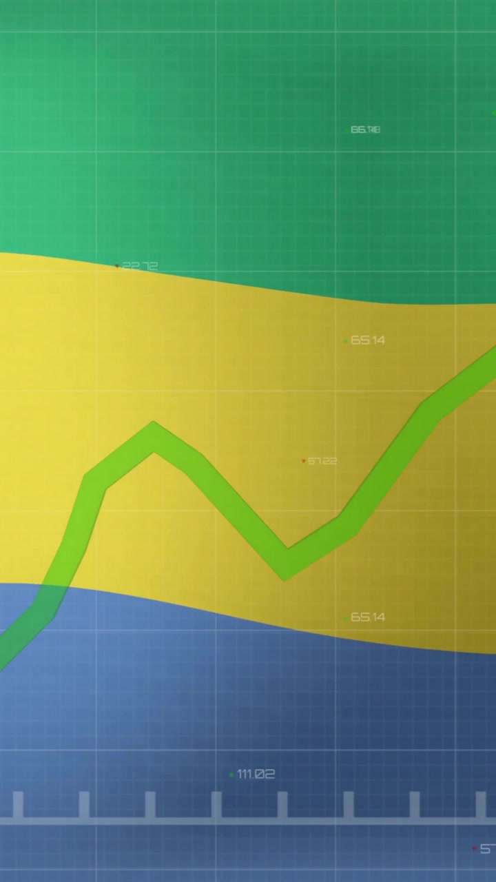 Animazione di un grafico verde che elabora dati sulla bandiera del Gabon