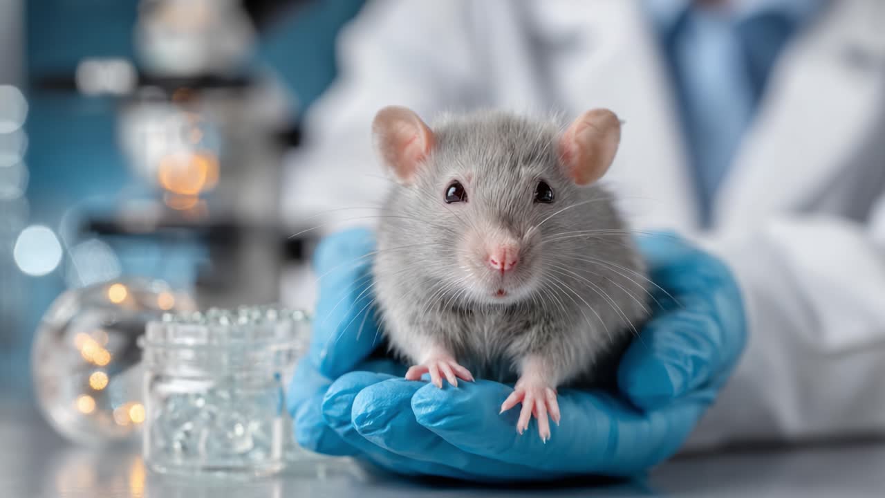 A Researcher Holding a Laboratory Mouse in a Gloved Hand, Showcasing the Importance of Animal Models in Scientific Experiments and Biomedical Research
