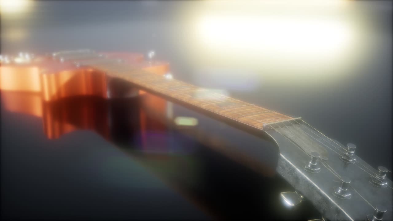 electric guitar in the dark with bright lights