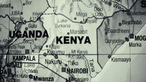 a detailed map showing kenya, uganda, and surrounding east african countries