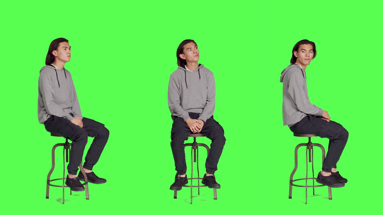 의자에 앉아 기다리는 젊은 성인