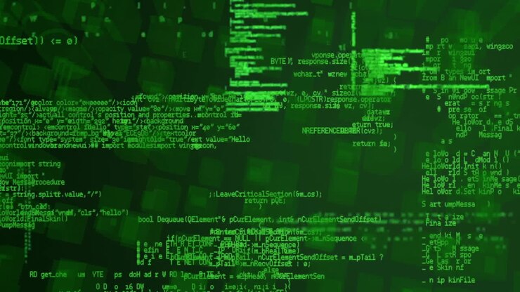 Animation der digitalen Datenverarbeitung vor dunklem Hintergrund