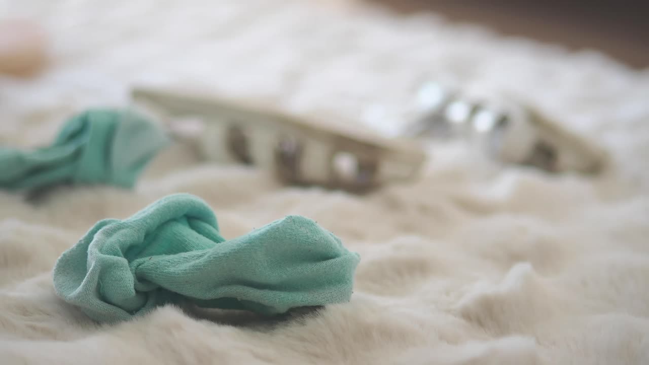 Socks on a fluffy carpet