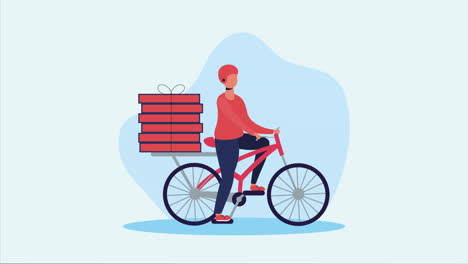 pizza delivery person on bicycle