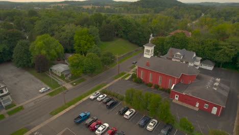 a pull away from a church in downtown palmyra in new york state usa