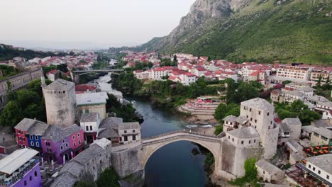 old bridge in mostar in bosnia and herzegovina in the morning without tourists