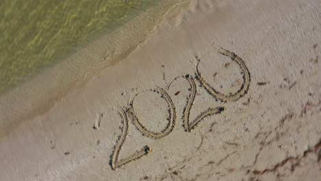 Twenty-Twenty-written-in-the-sand-and-spinning-clockwise-showing-it-as-a-crazy-year